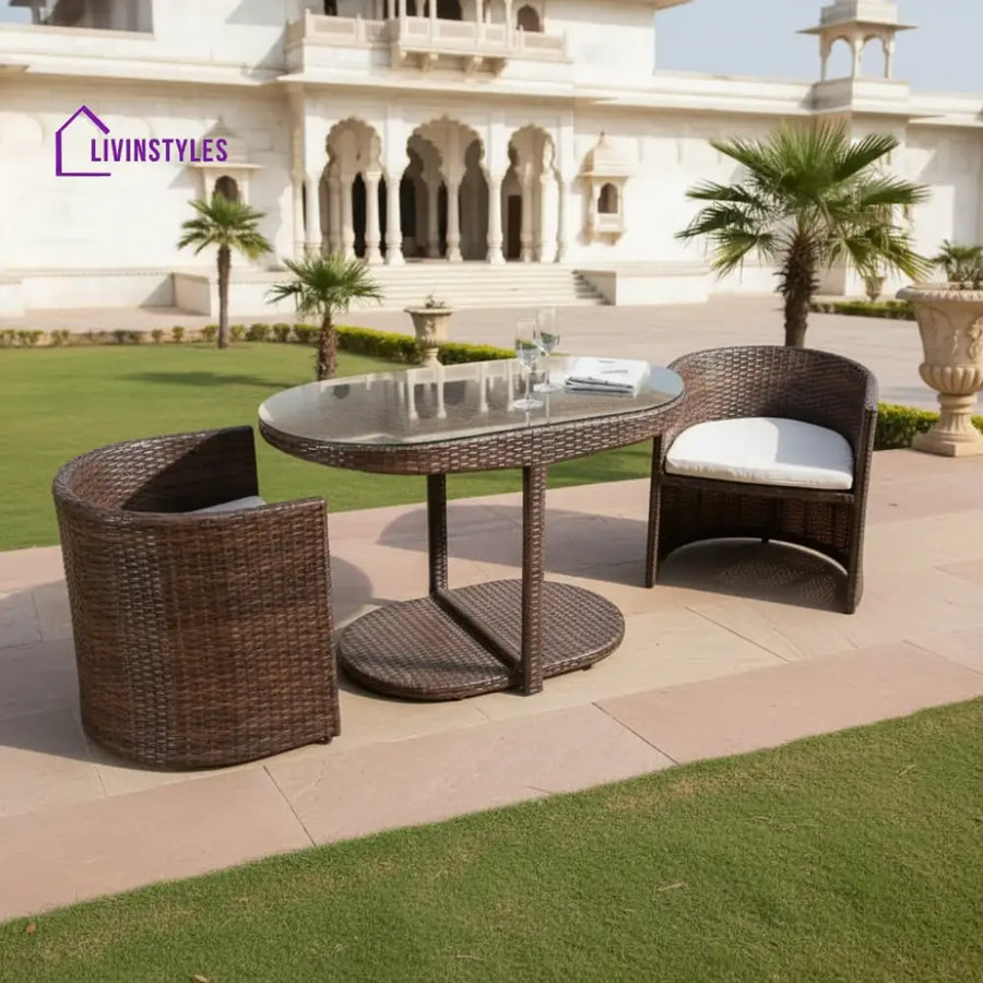 Dotcal Outdoor Patio Seating Set 2 Chairs and 1 Table Set (Brown) - Brown - Coffee Table Sets