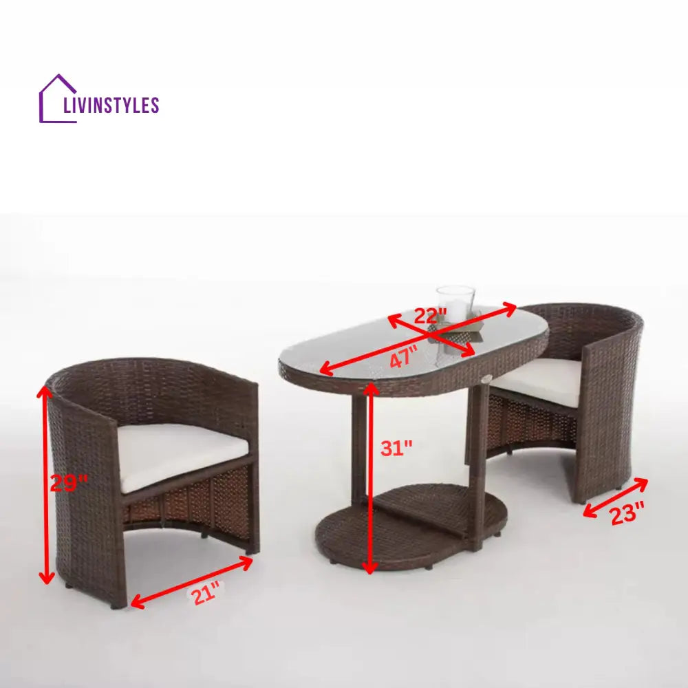 Dotcal Outdoor Patio Seating Set 2 Chairs and 1 Table Set (Brown) - Coffee Table Sets