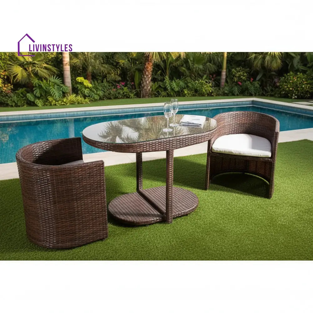 Dotcal Outdoor Patio Seating Set 2 Chairs and 1 Table Set (Brown) - Brown - Coffee Table Sets
