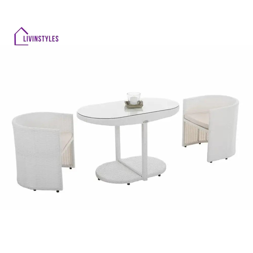 Dotcal Outdoor Patio Seating Set 2 Chairs and 1 Table Set (Brown) - White - Coffee Table Sets