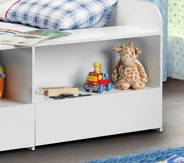 White Wooden Kids Low Sleeper Cabin Storage Bed - 3ft Single: