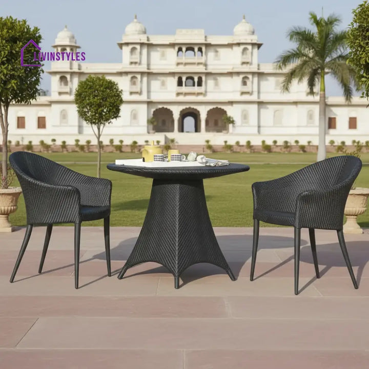 Doyle Outdoor Patio Seating Set 2 Chairs and 1 Table Set (Black) - Coffee Table Sets