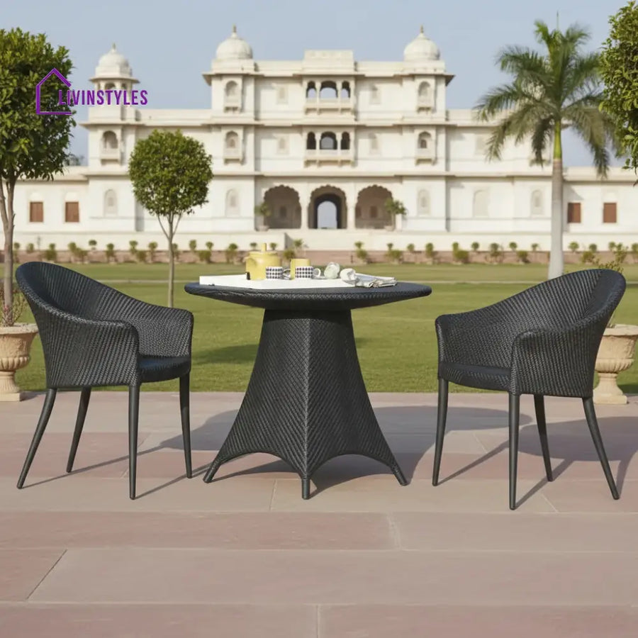Doyle Outdoor Patio Seating Set 2 Chairs and 1 Table Set (Black) - Coffee Table Sets
