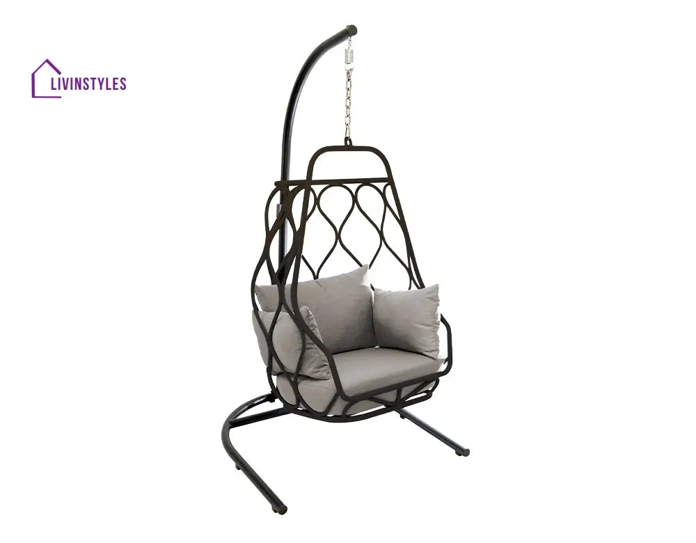 Drago Single Seater Hanging Swing With Stand For Balcony Garden Swing - Black - Swings