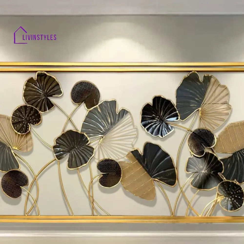 Drewno Leaf Metal Golden Wall Art