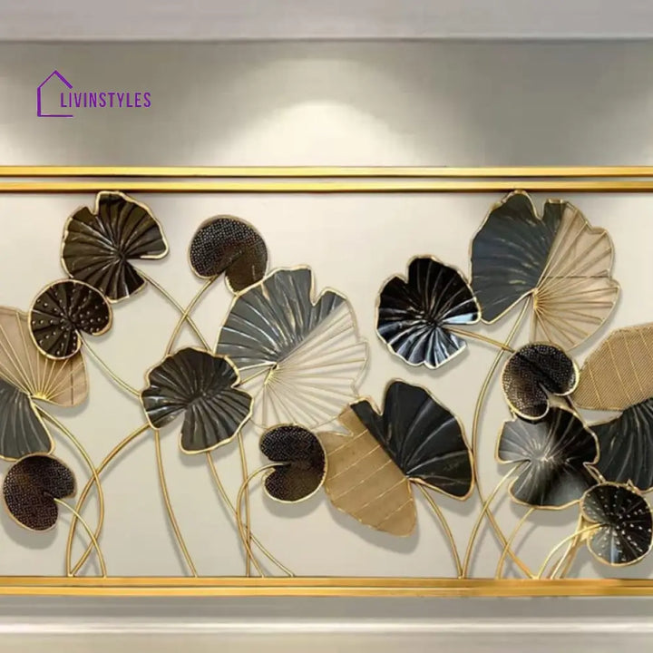 Drewno Leaf Metal Golden Wall Art
