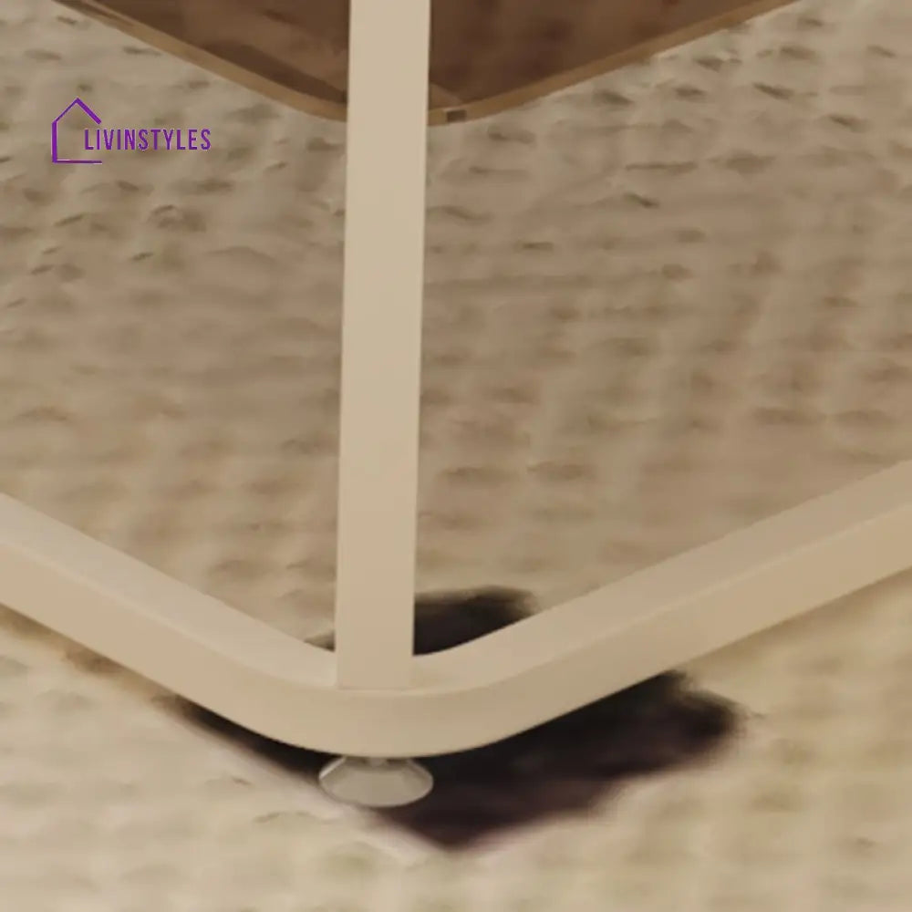 Drift Metal Coffee Table for Living Room | White Coating | Glass Top