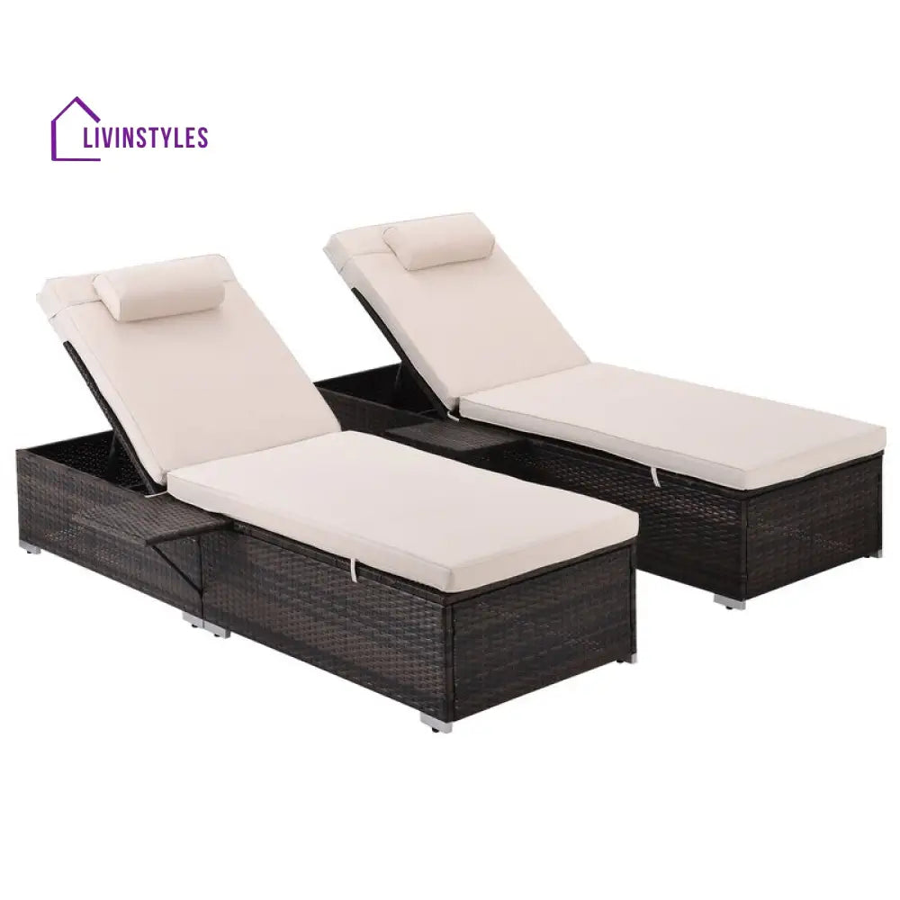 Drift Outdoor Swimming Poolside Lounger Set of 2 (Brown) - Loungers