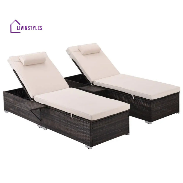 Drift Outdoor Swimming Poolside Lounger Set of 2 (Brown) - Loungers