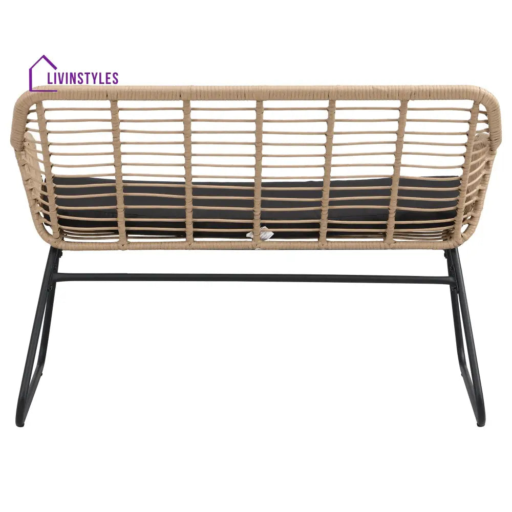 Drinus Outdoor Garden Balcony Sofa Set 2 Seater 2 Single seater and 1 Center Table Set (Black + Tan) - Sofa Sets