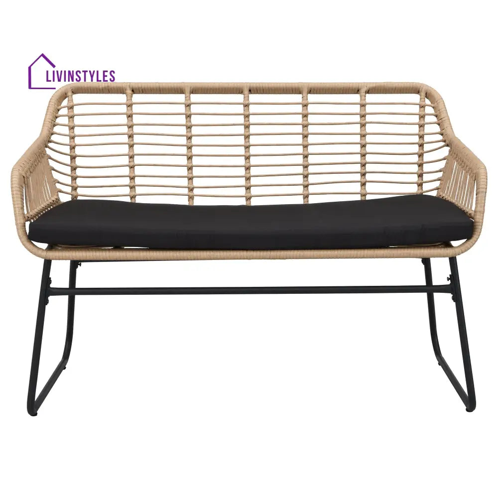 Drinus Outdoor Garden Balcony Sofa Set 2 Seater 2 Single seater and 1 Center Table Set (Black + Tan) - Sofa Sets