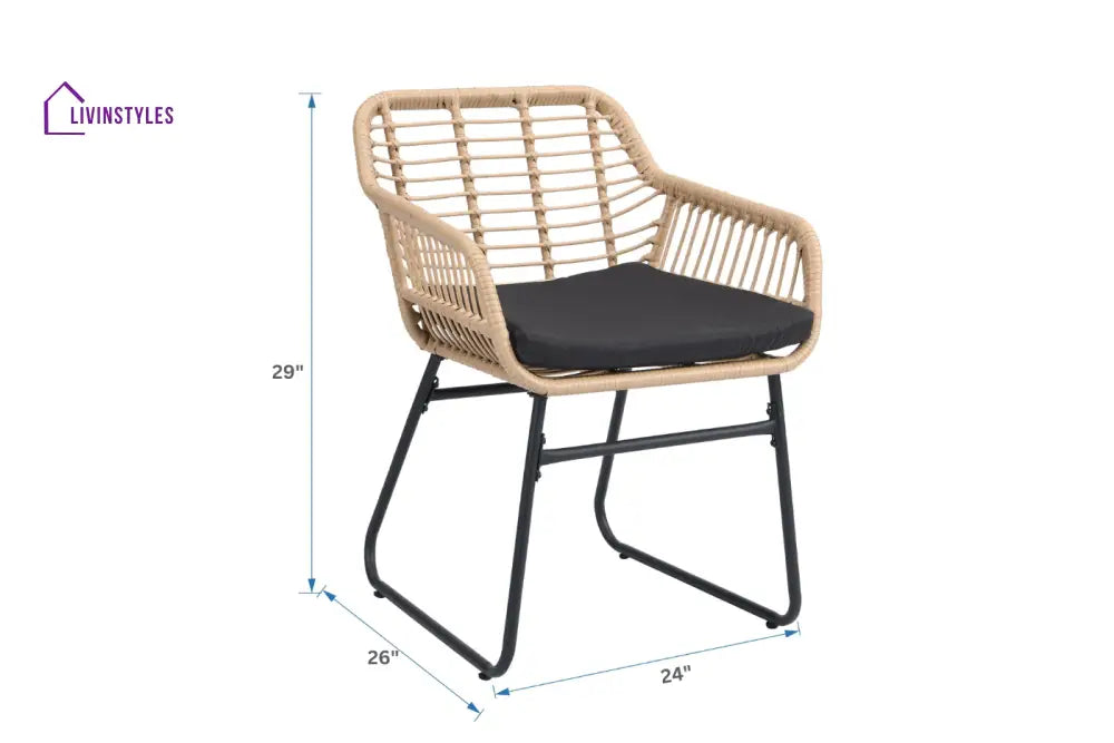 Drinus Outdoor Garden Balcony Sofa Set 2 Seater 2 Single seater and 1 Center Table Set (Black + Tan) - Sofa Sets