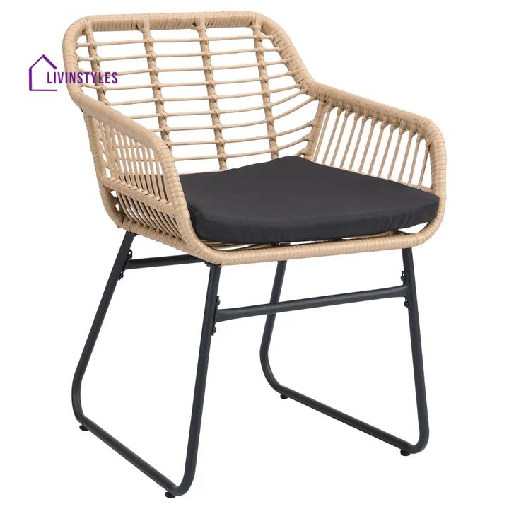 Drinus Outdoor Garden Balcony Sofa Set 2 Seater 2 Single seater and 1 Center Table Set (Black + Tan) - Sofa Sets