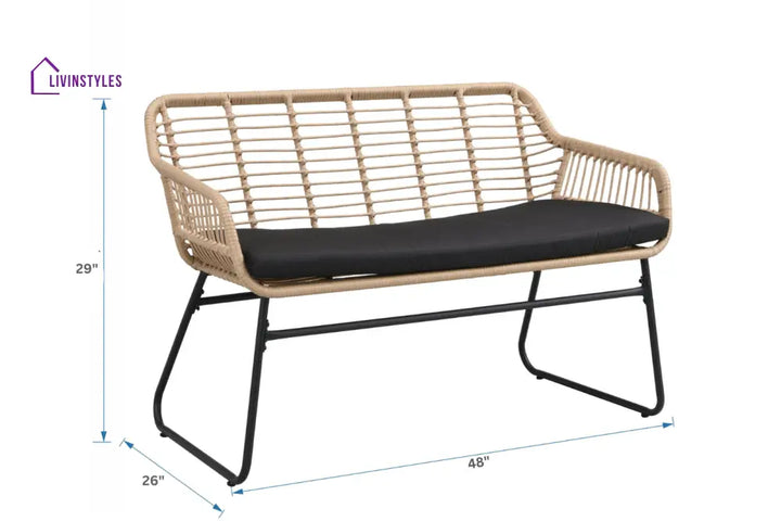 Drinus Outdoor Garden Balcony Sofa Set 2 Seater 2 Single seater and 1 Center Table Set (Black + Tan) - Sofa Sets
