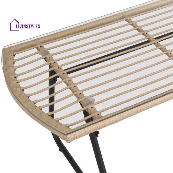 Drinus Outdoor Garden Balcony Sofa Set 2 Seater 2 Single seater and 1 Center Table Set (Black + Tan) - Sofa Sets