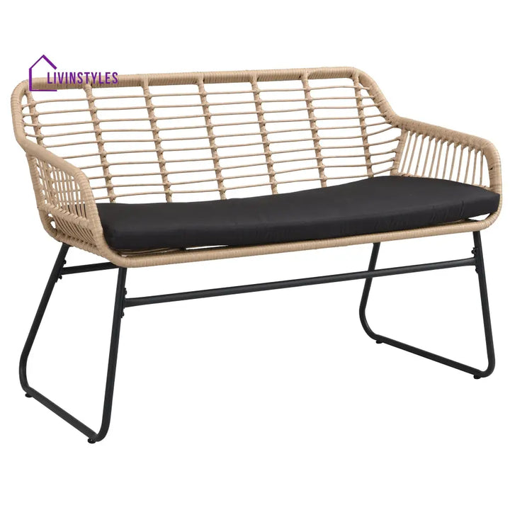 Drinus Outdoor Garden Balcony Sofa Set 2 Seater 2 Single seater and 1 Center Table Set (Black + Tan) - Sofa Sets