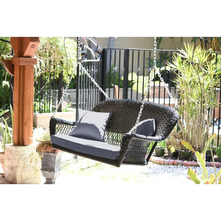 Gwil Double Seater Hanging Swing Without Stand For Balcony, Garden Swing, (Black)