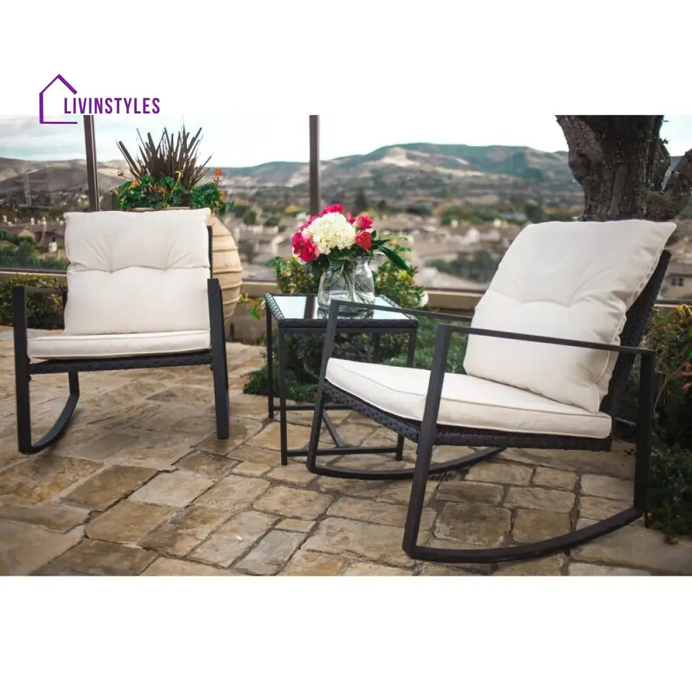 Duchess Outdoor Patio Seating Set 2 Chairs and 1 Table Set (Black) - Coffee Table Sets