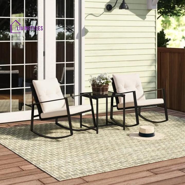 Duchess Outdoor Patio Seating Set 2 Chairs and 1 Table Set (Black) - Coffee Table Sets