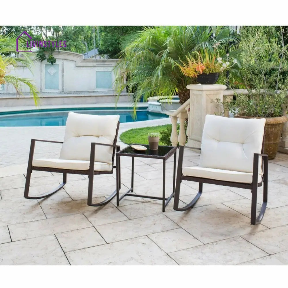 Duchess Outdoor Patio Seating Set 2 Chairs and 1 Table Set (Black) - Coffee Table Sets