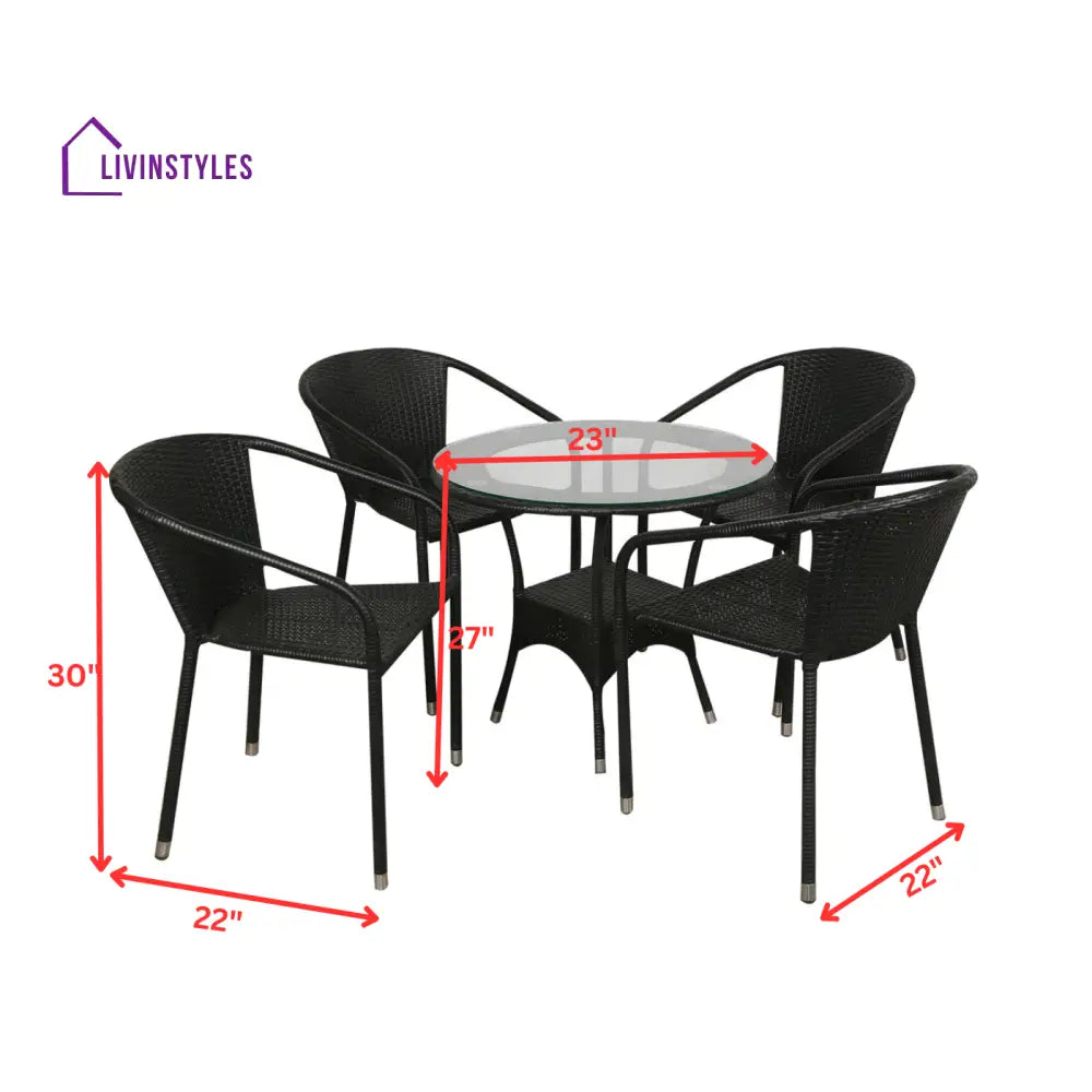 Duke Outdoor Patio Seating Set 4 Chairs and 1 Table Set (Black) - Coffee Table Sets