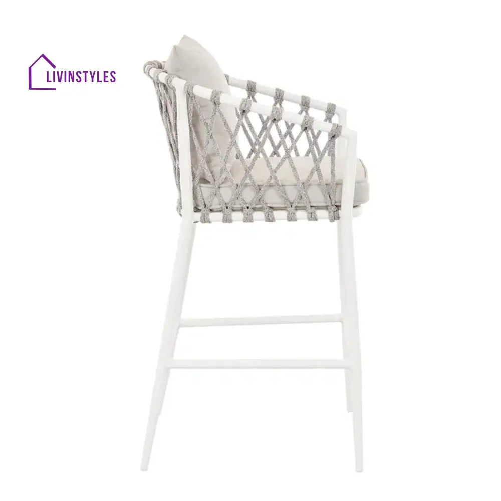 Dupont Outdoor Patio Bar Chair 2 Chairs For Balcony (White) Braided & Rope - Bar Sets