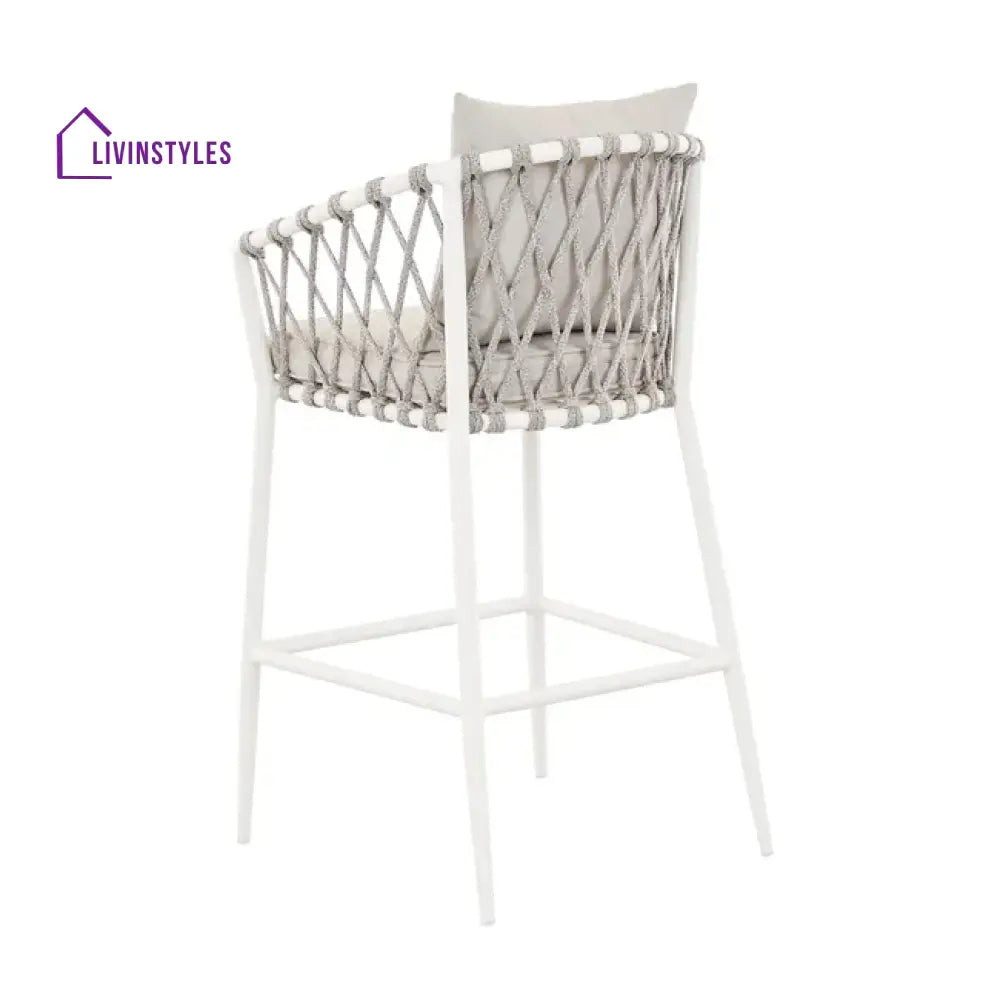 Dupont Outdoor Patio Bar Chair 2 Chairs For Balcony (White) Braided & Rope - Bar Sets