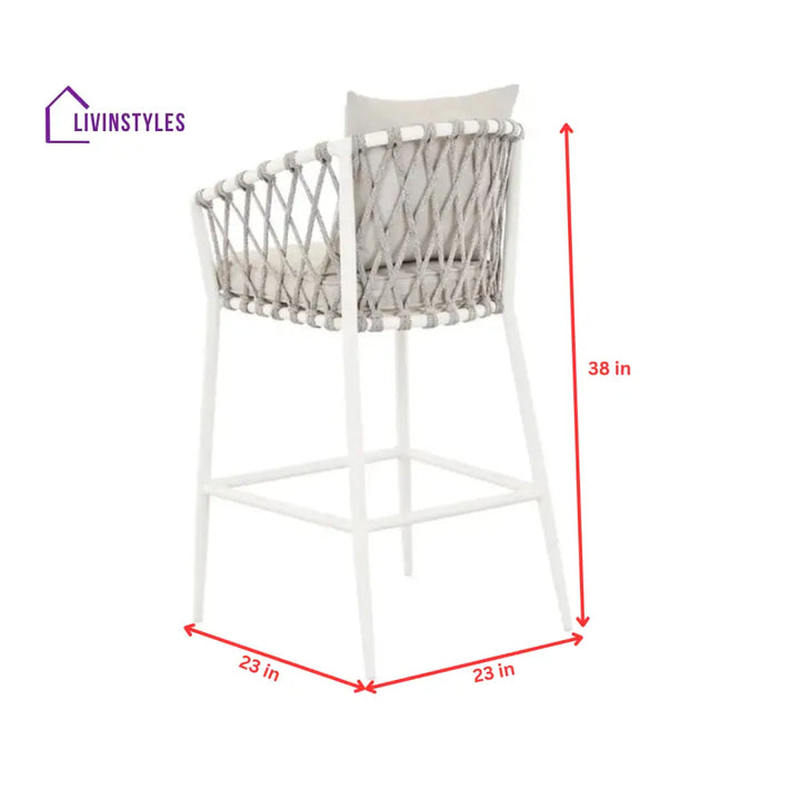 Dupont Outdoor Patio Bar Chair 2 Chairs For Balcony (White) Braided & Rope - Bar Sets