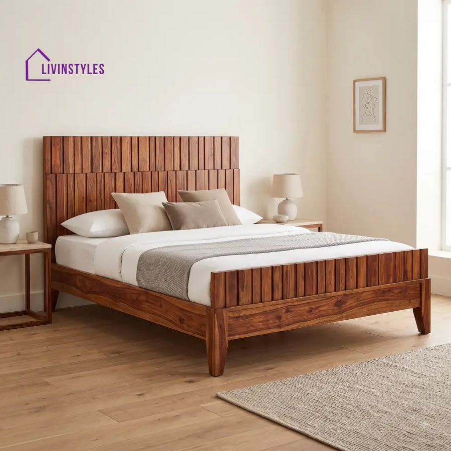 Durga Sheesham Wood King Size Bed | Wooden Bed without Storage