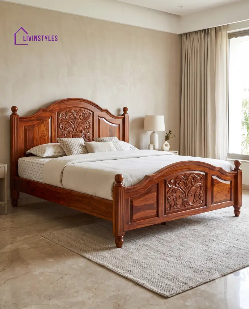 Durga Wooden Bed | Solid Wood Double Bed | Wooden King size bed & Wooden Queen size bed