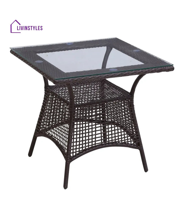 Dushtu Outdoor Patio Seating Set 4 Chairs and 1 Table Set (Dark Brown) - Coffee Table Sets