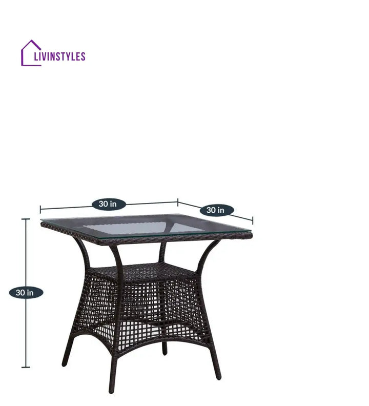 Dushtu Outdoor Patio Seating Set 4 Chairs and 1 Table Set (Dark Brown) - Coffee Table Sets