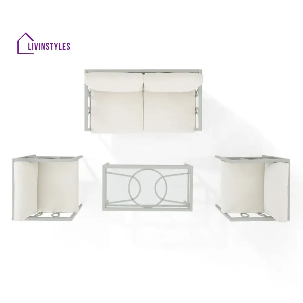 Duval Outdoor Sofa Set 2 Seater 2 Single seater and 1 Center Table (White) - Sofa Sets