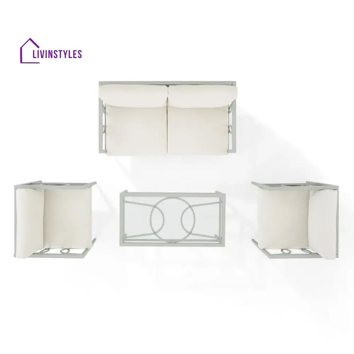 Duval Outdoor Sofa Set 2 Seater 2 Single seater and 1 Center Table (White) - Sofa Sets