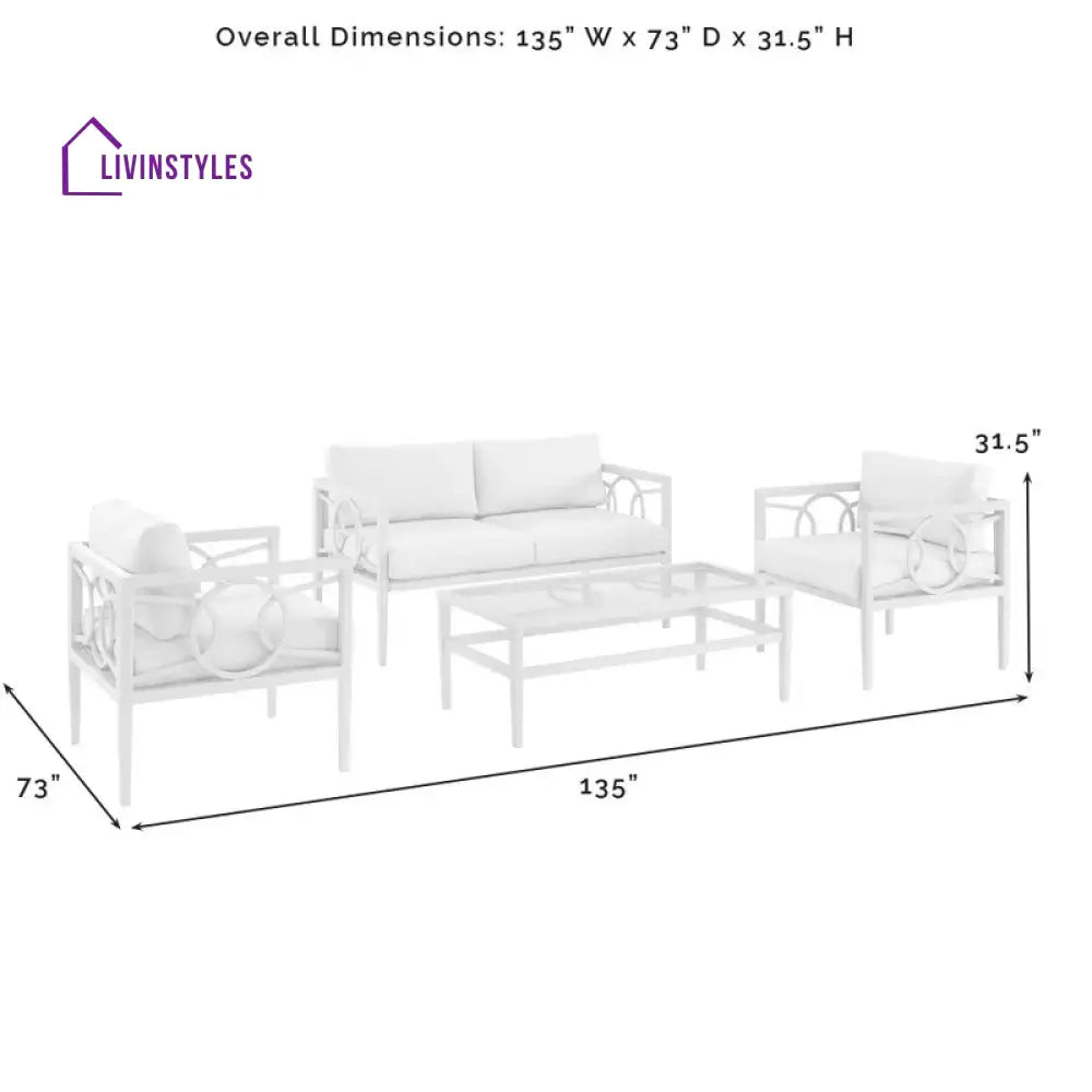 Duval Outdoor Sofa Set 2 Seater 2 Single seater and 1 Center Table (White) - Sofa Sets