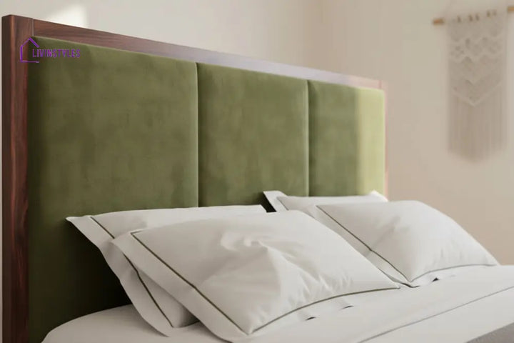 Duy Sheesham Wood Bed with Box Storage - King Size Green
