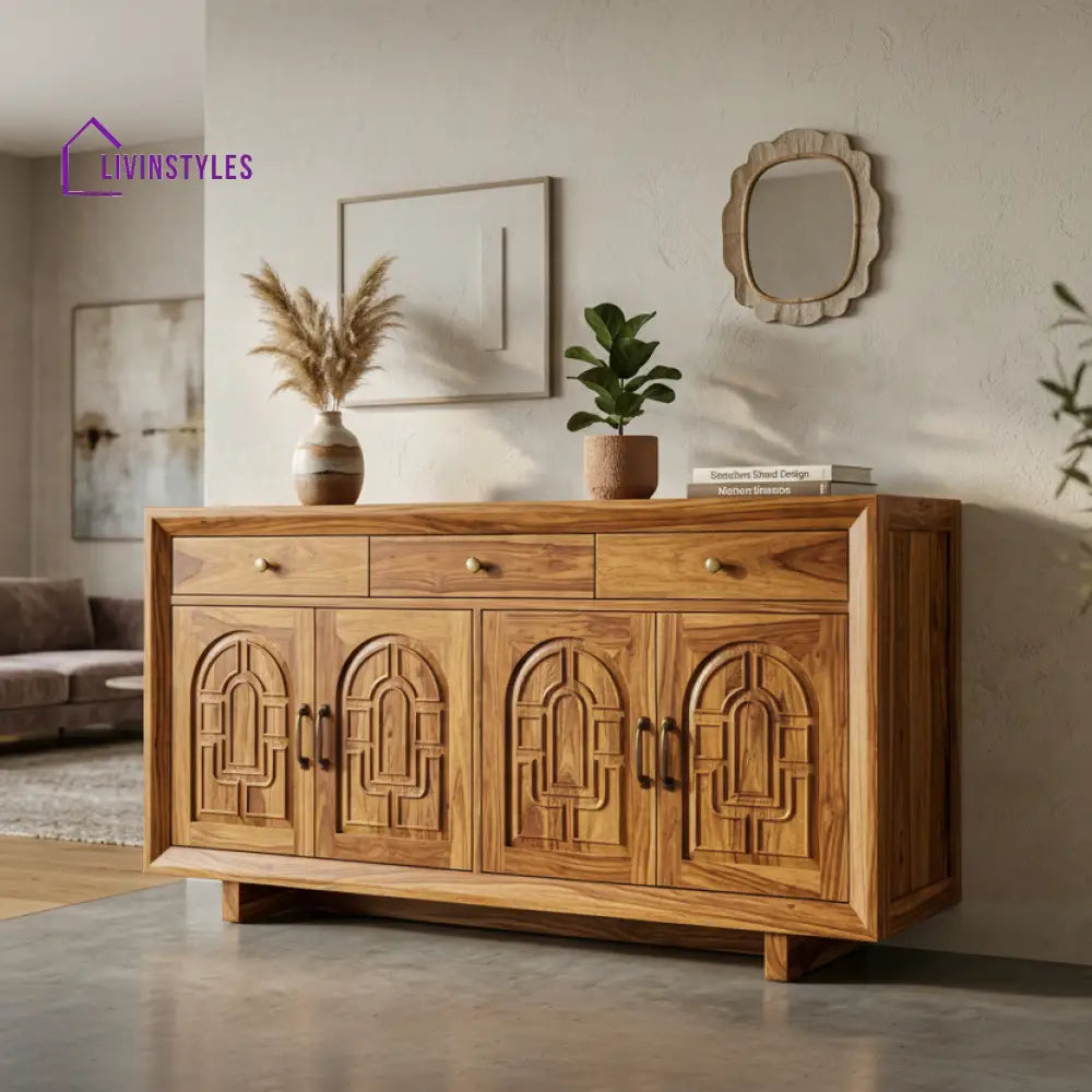 Dylan Sheesham Wood Cabinet and Sideboard (Honey Finish)