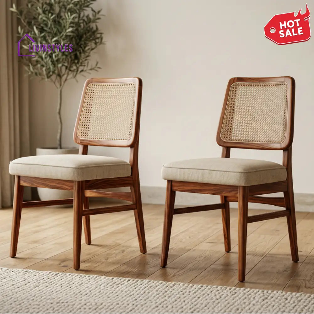 Dylan Sheesham Wood Dining Chairs - Set of 2 (Honey Finish)