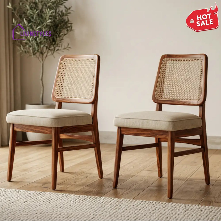 Dylan Sheesham Wood Dining Chairs - Set of 2 (Honey Finish)