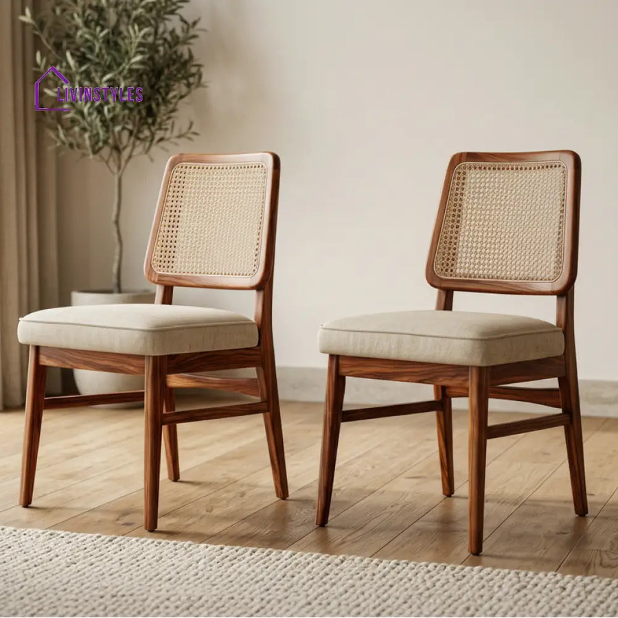 Dylan Sheesham Wood Dining Chairs - Set of 2 (Honey Finish)