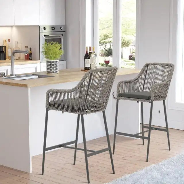 Feliciano Outdoor Patio Seating Set 2 Chairs Set Braided And Rope