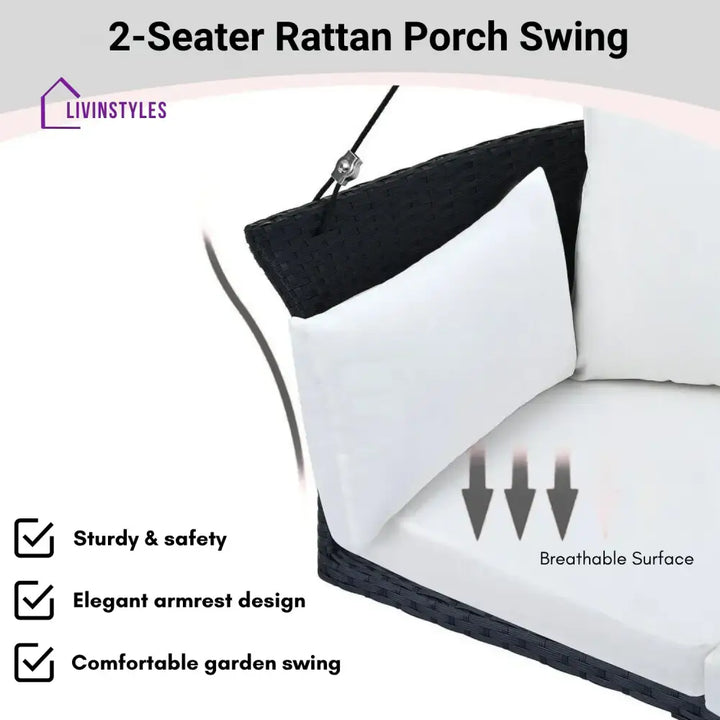 Ebube Outdoor Rattan Wicker Hanging Swing Chair with Cushion - Swing