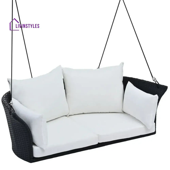 Ebube Outdoor Rattan Wicker Hanging Swing Chair with Cushion - Swing
