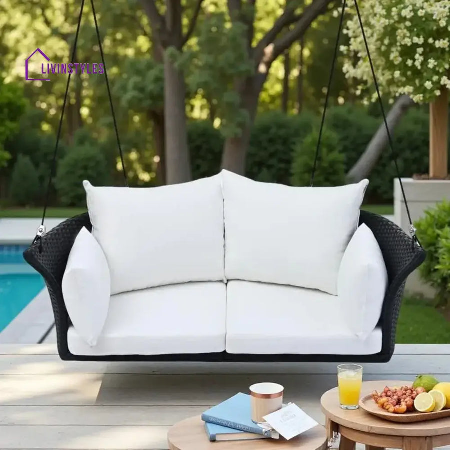 Ebube Outdoor Rattan Wicker Hanging Swing Chair with Cushion - Swing
