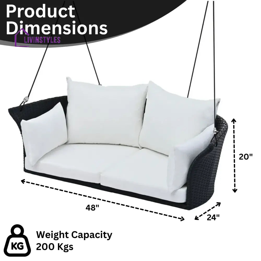 Ebube Outdoor Rattan Wicker Hanging Swing Chair with Cushion - Swing