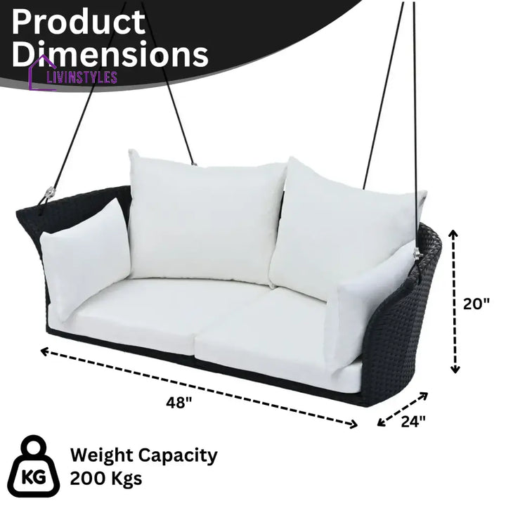 Ebube Outdoor Rattan Wicker Hanging Swing Chair with Cushion - Swing