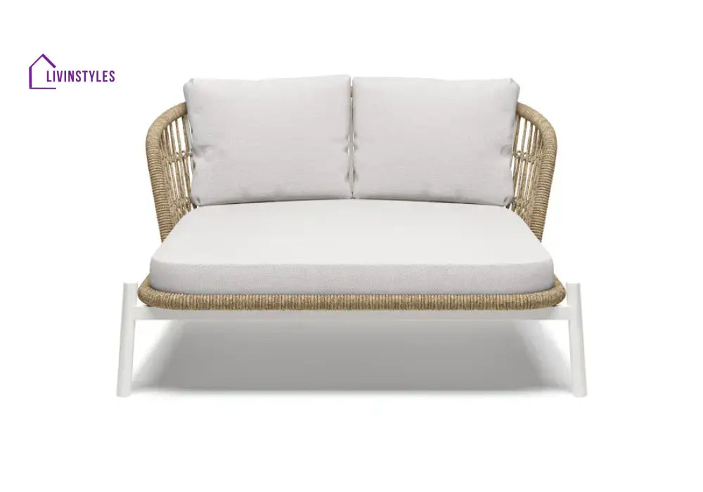 Ecer Outdoor Poolside Sunbed With Cushion Daybed Braided & Rope - Sunbed