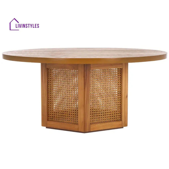 Edelina Solid Wood and Cane Weaving Coffee Table for Living Room