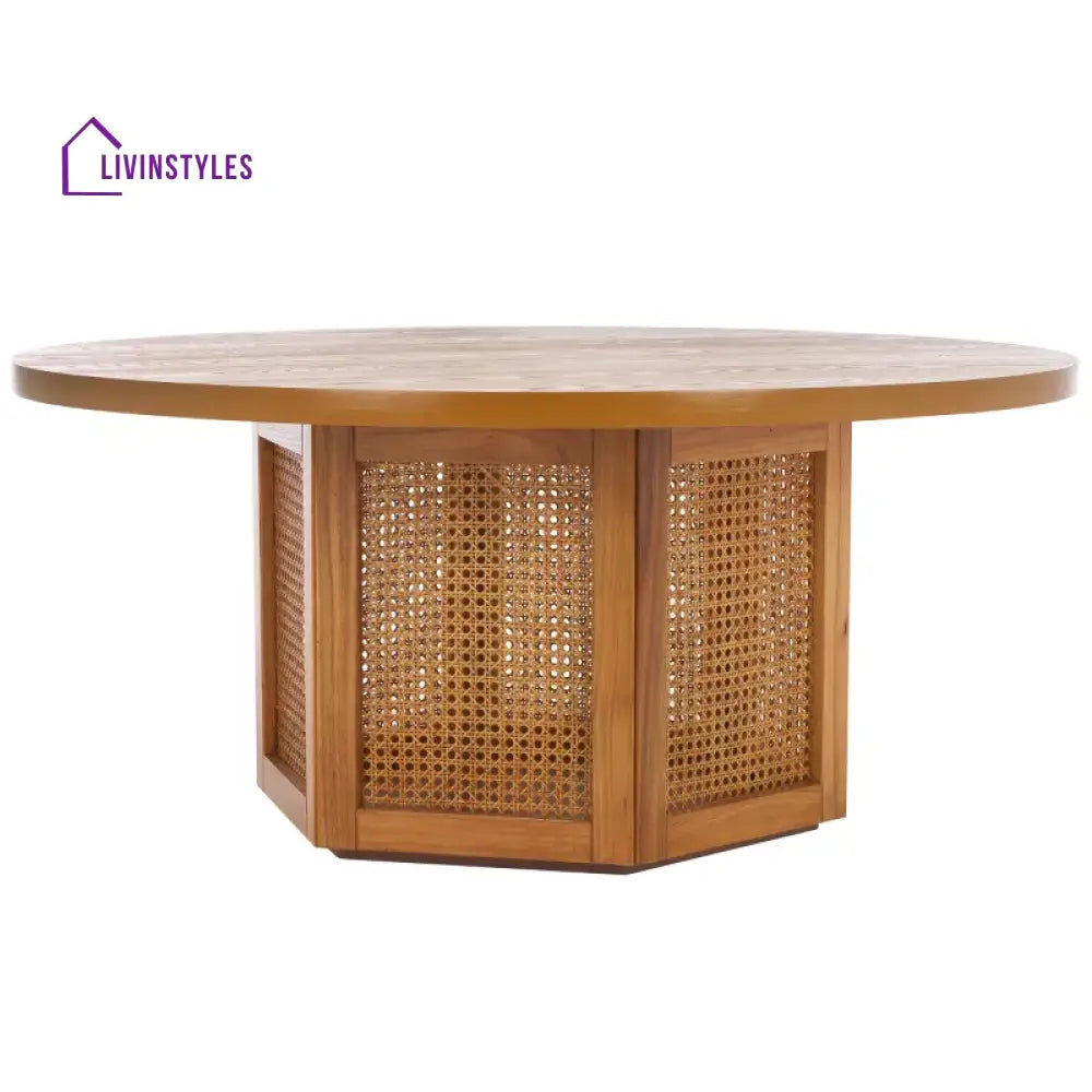 Edelina Solid Wood and Cane Weaving Coffee Table for Living Room