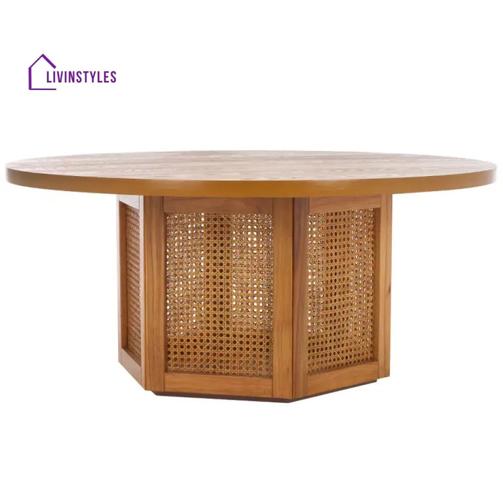 Edelina Solid Wood and Cane Weaving Coffee Table for Living Room